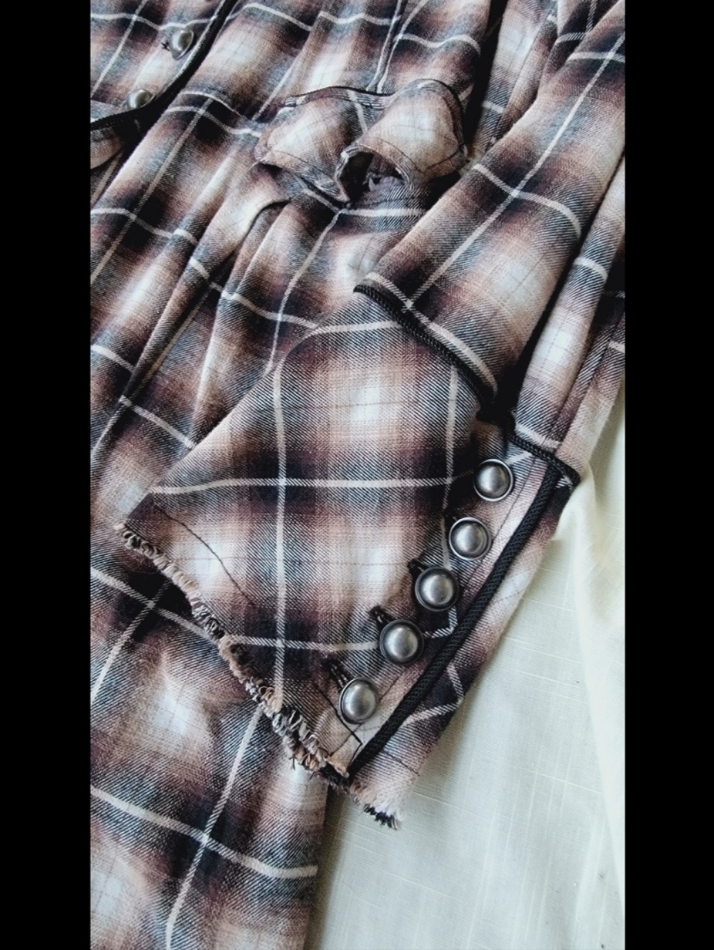 We The Free People ODESSA Military Style Plaid Trench Coat Duster Jacket READ!! - Picture 10 of 16